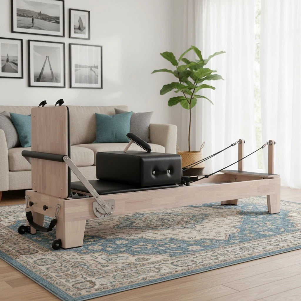 1GKU Oak Pilates Reformer Black