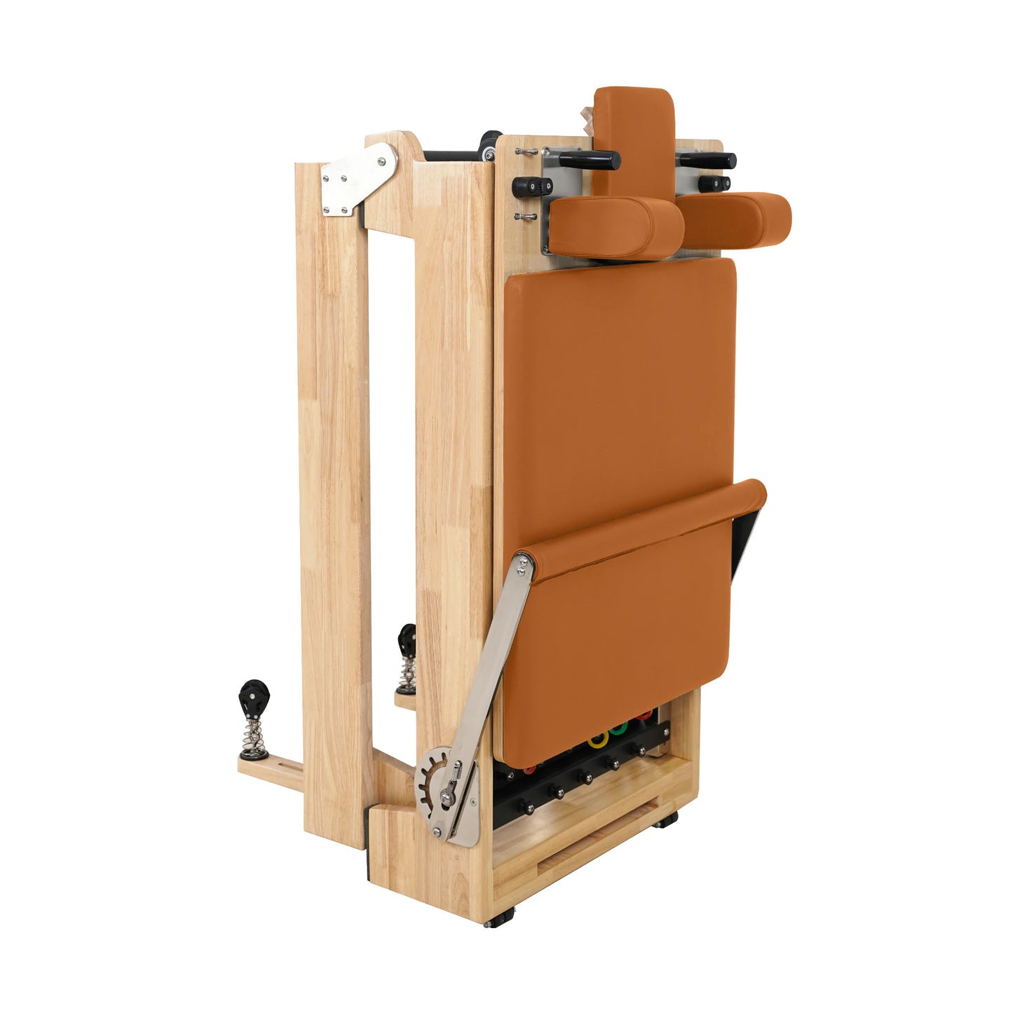 1GKU Oak Folding Classic Pilates Reformer Orange