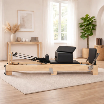 1GKU Oak Folding Classic Pilates Reformer Black