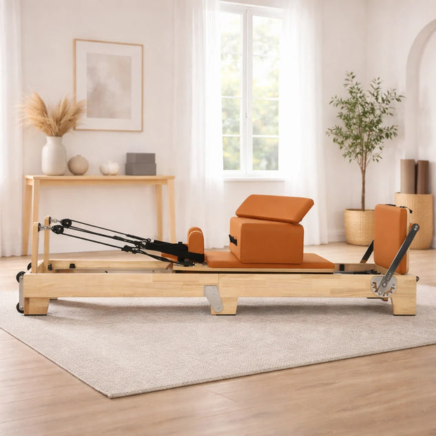 1GKU Oak Folding Classic Pilates Reformer Orange