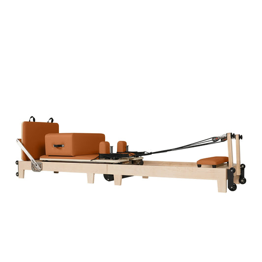 1GKU Maple Wood-Leg Foldable Pilates Reformer Orange