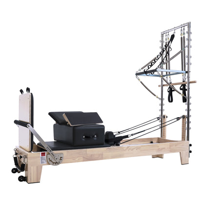 1GKU Oak Wood Half Tower Pilates Reformer Black