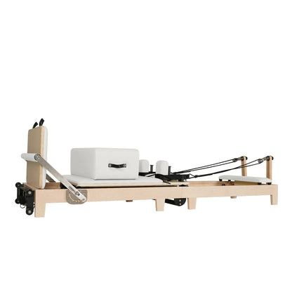 1GKU Maple Wood-Leg Foldable Pilates Reformer White