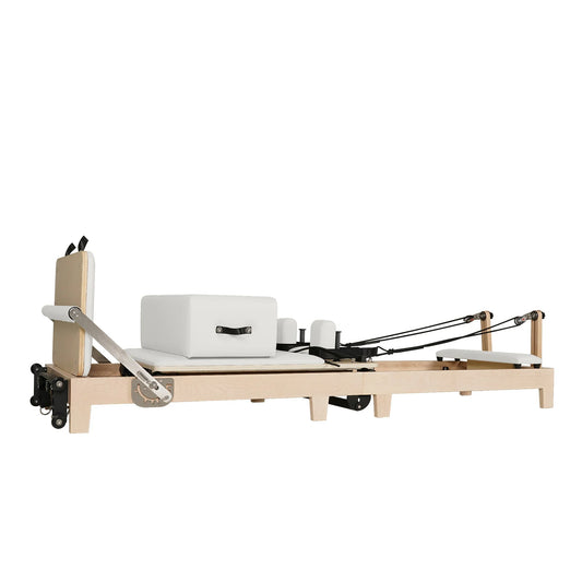1GKU Maple Wood-Leg Foldable Pilates Reformer White image 3