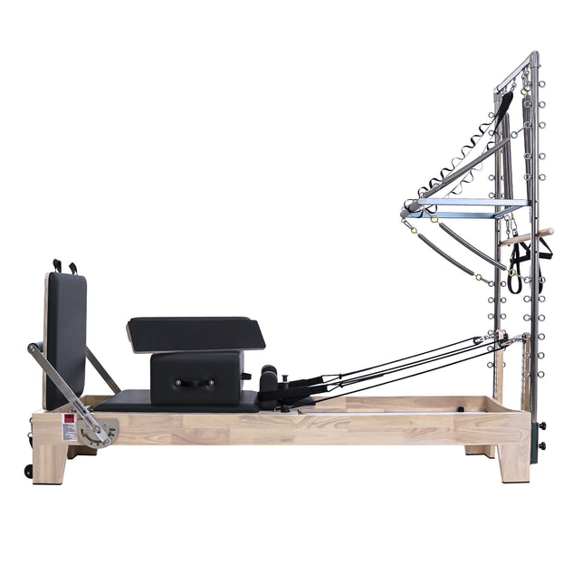 1GKU Oak Wood Half Tower Pilates Reformer Black