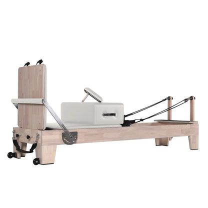 1GKU Oak Pilates Reformer White