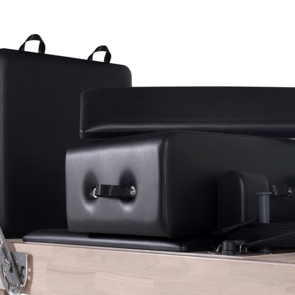 1GKU Oak Wood Half Tower Pilates Reformer Black