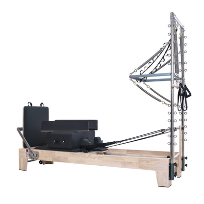 1GKU Oak Wood Half Tower Pilates Reformer Black