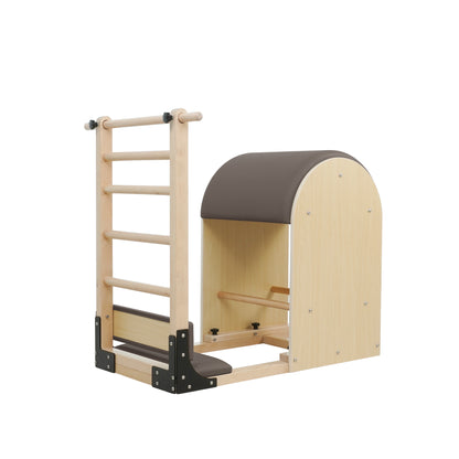 1GKU Maple Pilates Ladder Barrel Mocha
