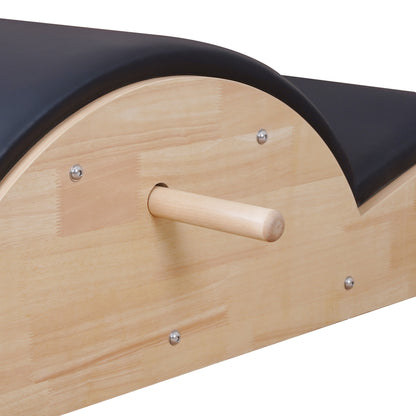 1GKU Oak Pilates Spine Corrector Black wood handle detail