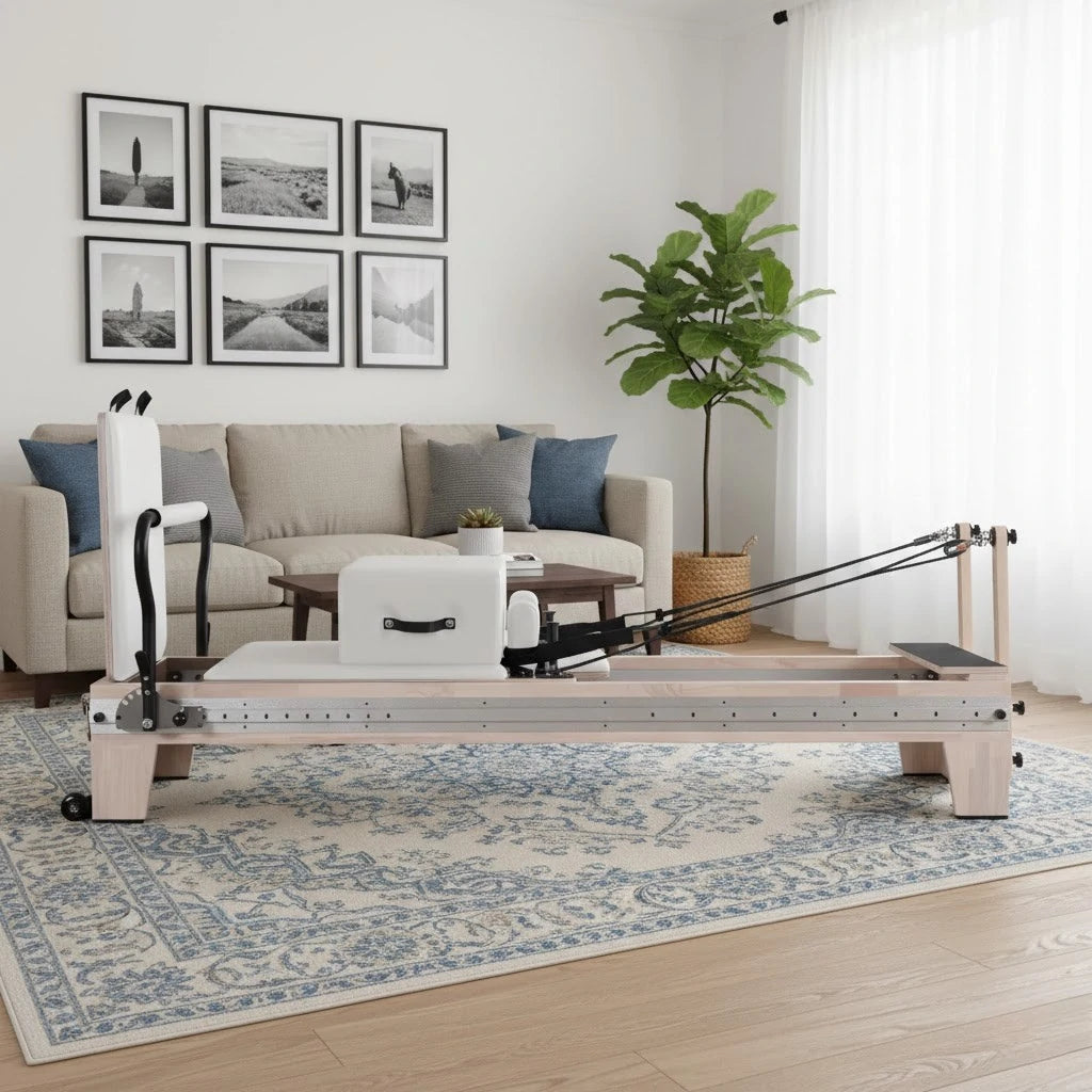 Oak Full Track Pilates Reformer White