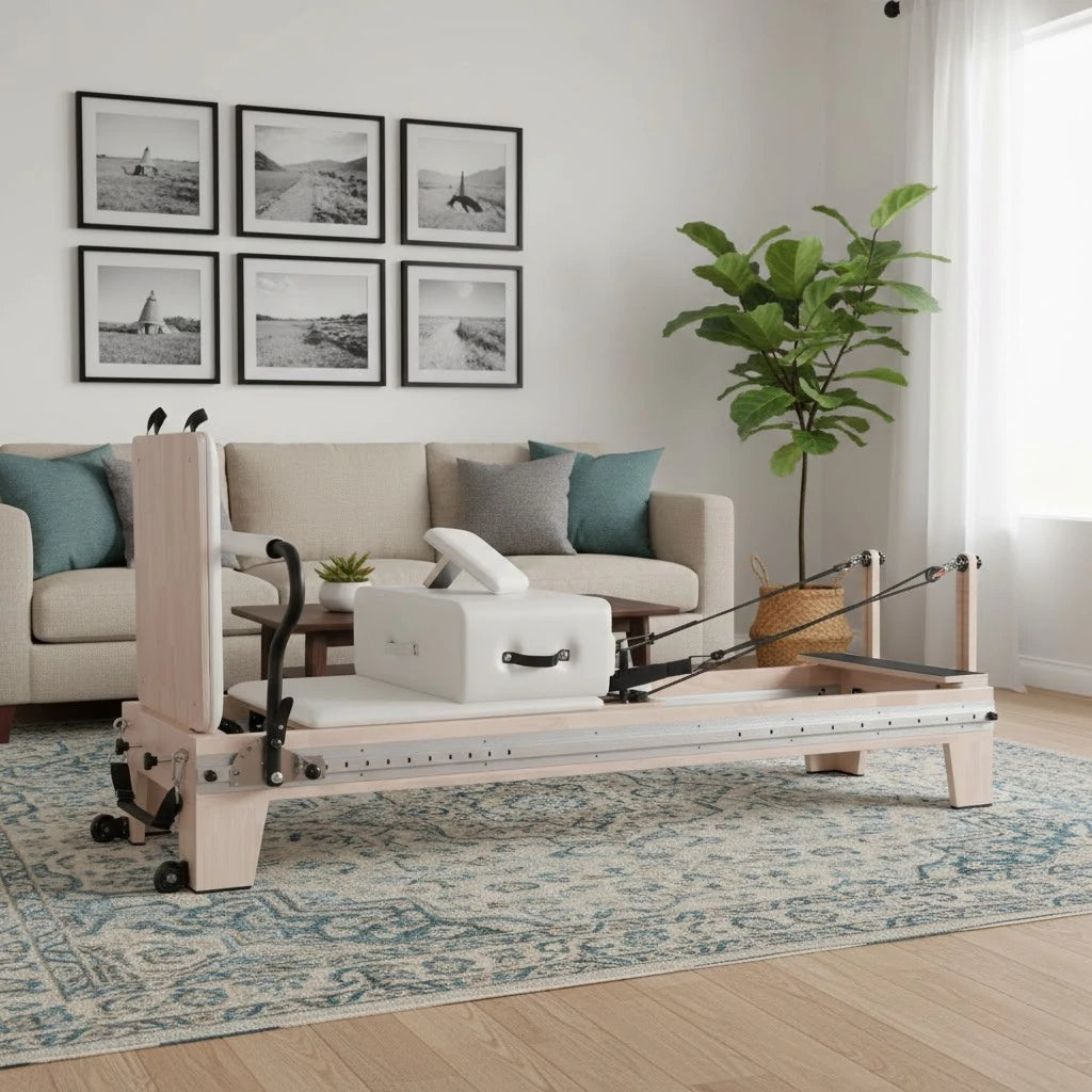 Oak Full Track Pilates Reformer White