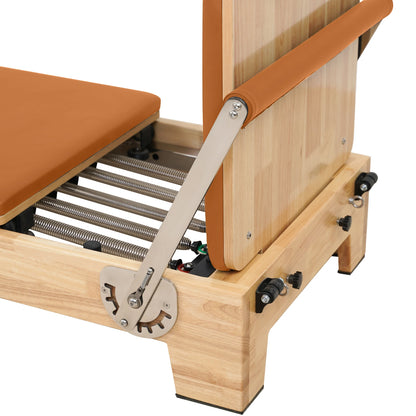 1GKU Oak Folding Classic Pilates Reformer Orange