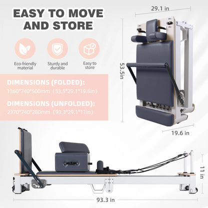 Foldable Aluminum Pilates Reformer