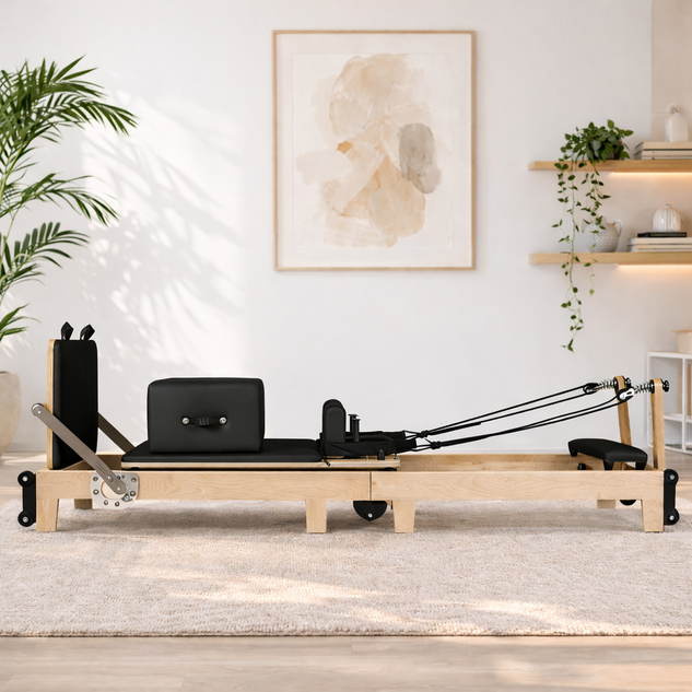 1GKU Maple Wood-Leg Foldable Pilates Reformer Black