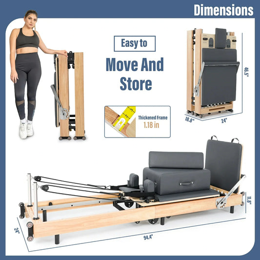 Oak Wood Foldable Pilates Reformer image 3