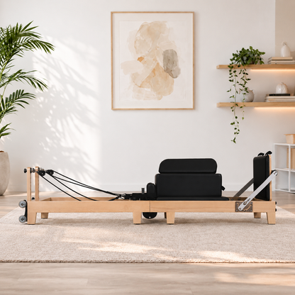 1GKU Maple Wood-Leg Foldable Pilates Reformer Black